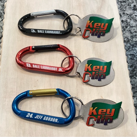 Nascar Other - Vintage NWT - 3 NASCAR Key Clips - Jeff Jordon, Dale Sr & Dale Jr - Collectible